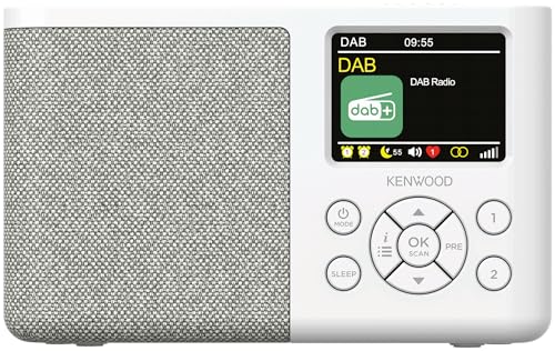 Kenwood CR-M33DAB-W - Tragbares DAB+ Radio mit Bluetooth, integriertem Li-Ion Akku & 6,1cm Farbdisplay, USB-C Ladeanschluss, Kopfhörer-Ausgang (Stereo), Weiß von Kenwood
