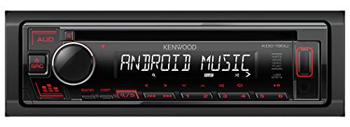 Kenwood KDC-130UR CD-Autoradio mit RDS (Hochleistungstuner, USB, AUX-Eingang, Android Control, Bass Boost, 4x50 Watt, Rot) Schwarz von Kenwood