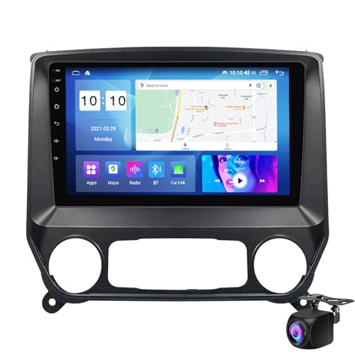 10-Zoll-Autoradio Für Ch-evrolet Silverado GMC Sierra 2014-2018 Mit Kabellosem CarPlay & Android Auto GPS-Navigation Bluetooth 1080P Rückfahrkameras, Sprachsteuerung(Size:M200S) von Keoaiob