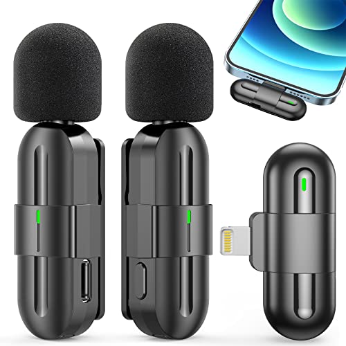Lavalier Mikrofon Wireless für iPhone/iPad,Tragbare Plug & Play,2Pcs Mini Microphone mit Rauschunterdrückung,Ansteckmikrofon für Live Streaming,YouTube,TikTok,Vlog(2 in 1/iOS,Keine App erforderlich) von Kepact