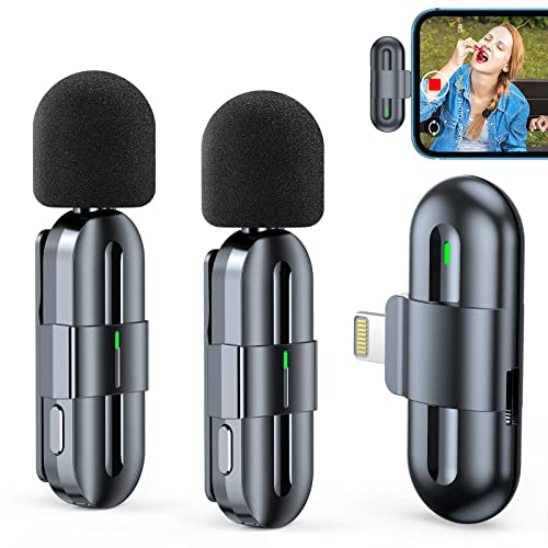 Lavalier Mikrofon Wireless für iPhone und iPad,Plug&Play,2er-Pack Mini Mikrofon mit Rauschunterdrückung/Stummschaltung,Tragbare Microphone,Ansteckmikrofon für Live Streaming,YouTube,TikTok,Vlog(iOS) von Kepact