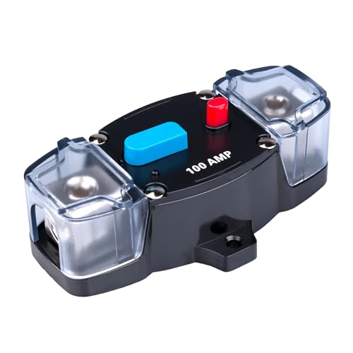 100 AMP Sicherungsautomat 100A Leistungsschalter Inline Sicherungshalter Rückstellbarer Wechselrichterblock DC 12V-48V Trolling Motor Audio Stereo Manueller Reset für Auto Marine Wohnmobil Boot LKW von Keple