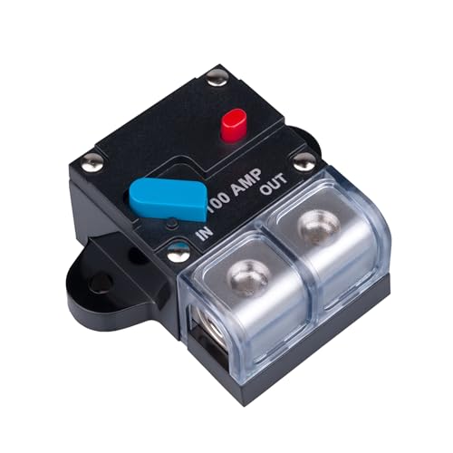 100 AMP Sicherungsautomat 100A Selbstwiederherstellung Inline Sicherungshalter Rücksetzbar DC 12V-48V Volt Spannung Leistungsschalter Audio Wasserdicht Manueller Reset für Auto KFZ Marine RV Boot LKW von Keple