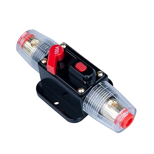 Keple 100A AMP-Schutzschalter 100A Inline-Sicherungshalter Inverter Block DC 12V-24V Volt Manuelle Rückstellung für Auto Automotive Marine Boot Audio Solar System Schutz von Keple