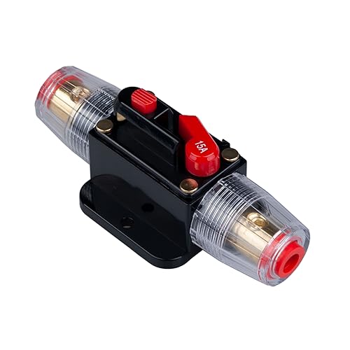 15A AMP-Schutzschalter 15A Inline-Sicherungshalter Inverter Block DC 12V-24V Volt Manuelle Rückstellung für Auto Automotive Marine Boot Audio Solar System Schutz von Keple