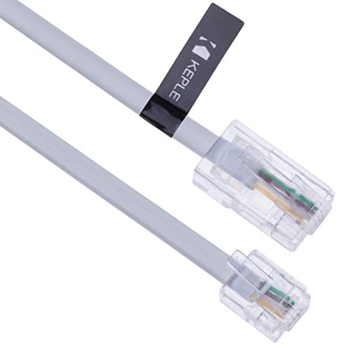 1m RJ11 bis RJ45 Kabel Ethernet-Modem-Daten-Telefon ASDL Patch Führen Breitband Schnelle Geschwindigkeit BT Internet-Stecker 6P4C bis 8P8C Eben Kompatibel mit Modem, Router, Festnetz (Weiß) von Keple