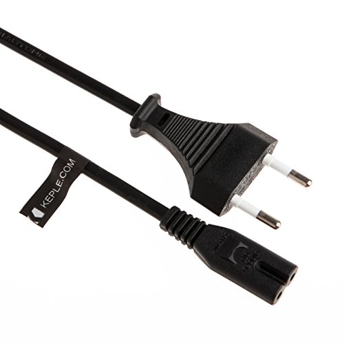 2 Poliges Stromkabel Euro 8 Netzkabel fur Samsung JVC TV, DVD, PS2 PS4 PS5 Playstation 4 5, HP Epson Canon Drucker, Radiokabel uvm. | 2-adriges Kabel 2poliges Netzstecker Anschlusskabel Fernseher (2m) von Keple