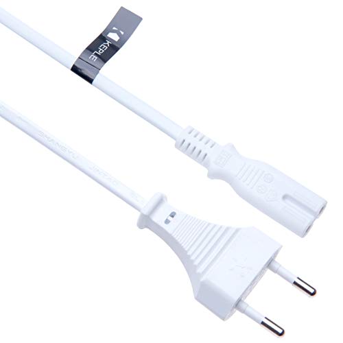 2 Stifte Netzanschlussleitung ABB Abbildung fig Figur 8 Kabel Kompatibel mit HP Photosmart 5510/5520 / 6520 Drucker EU Euro-Wandkabel (3m Weiß) von Keple