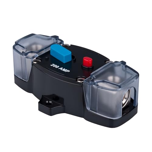 200 AMP Sicherungsautomat 200A Leistungsschalter Inline Sicherungshalter Rückstellbarer Wechselrichterblock DC 12V-48V Trolling Motor Audio Stereo Manueller Reset für Auto Marine Wohnmobil Boot LKW von Keple