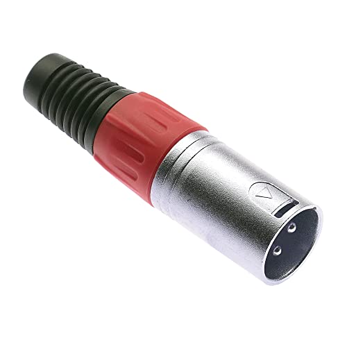 3-poliger XLR-Stecker, rot - männlicher Audio-Mikrofon-DMX-Stecker Klinkenstecker, nicked-Plated Adapter, Metallkonstruktion Stecker mit Kunststoffgehäuse von Keple