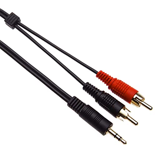 Keple 3.5 mm Stereo Klinkenstecker AUX-IN auf 2 Stecker RCA Audiokabelleitung zum Anschluss eines Laptops, Computers, Smartphones an Verstärker, Verstärker, Hi-Fi-System | Vergoldet (5m/ 16.4ft) von Keple