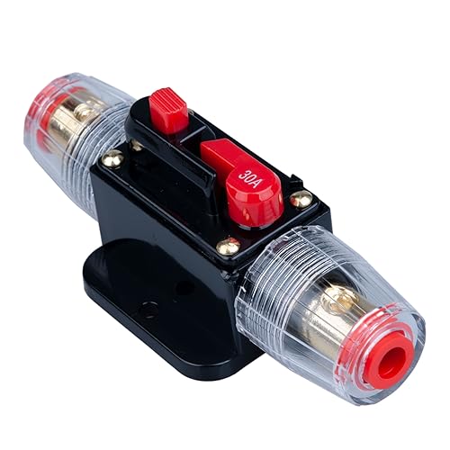 Keple 30A AMP-Schutzschalter 30A Inline-Sicherungshalter Inverter Block DC 12V-24V Volt Manuelle Rückstellung für Auto Automotive Marine Boot Audio Solar System Schutz von Keple
