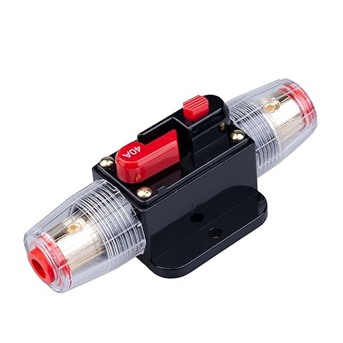 Keple 40A AMP-Schutzschalter 40A Inline-Sicherungshalter Inverter Block DC 12V-24V Volt Manuelle Rückstellung für Auto Automotive Marine Boot Audio Solar System Schutz von Keple