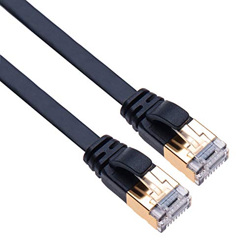 CAT 7 Internet Kabel RJ45 Gigabit Netzwerkkabel Flachkabel Kompatibel mit TV Samsung LG Sony/Router TP-Link/Playstation PS3 PS4 Xbox/Switch Sky Box Hub/WD Seagate QNAP/Zmodo Annke 0,25m Schwarz von Keple