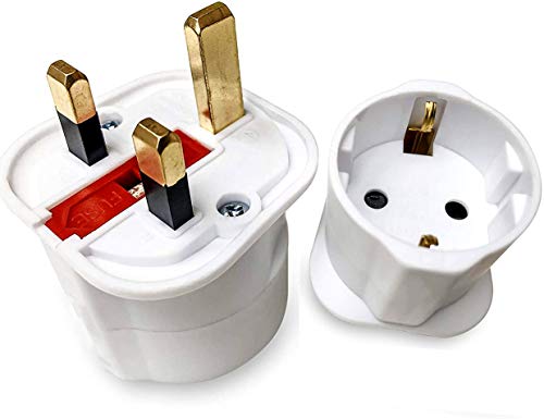 EU zu UK Reisen Adapter Schuko Euro Steckdose 2 Pin zu 13 Ampere 3 Pin Stecker Typ C zu Typ G | International Universal European Europe Reisestecker Stromadapter| für Handy Tablet Laptop | 1 x Weiß von Keple