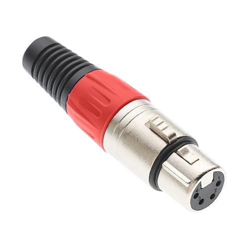 Keple 4-polige XLR-Buchse, rot - Buchse für Audio-Mikrofon-DMX-Stecker, nicked-Plated Adapter, Metallkonstruktion, Stecker mit Kunststoffgehäuse von Keple