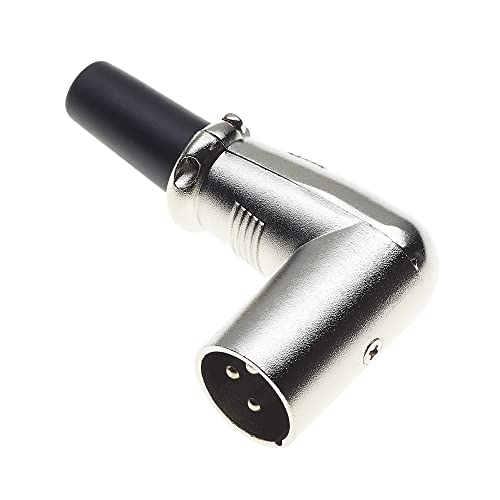 Keple Abgewinkelter 3-poliger XLR-Stecker, 90 Grad, schwarz - männlicher Audio-Mikrofon-DMX-Stecker Klinkenstecker, abgewinkelter nickelbeschichteter Adapter, Kabelmontage von Keple