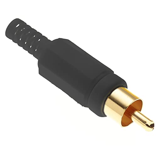 Keple Phono-Stecker mit vergoldeten Pins und schwarzem Kunststoffgehäuse, 10 Stück - Steckeranschluss Audio-Video-Stecker Lautsprecherkabel-Adapter mit solider Konstruktion von Keple
