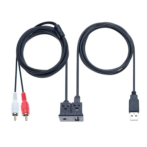 Keple USB RCA Einbaukabel 1M USB 2.0 Stecker zu Buchse und 2 RCA Stecker zu 3,5mm Buchse AUX Armaturenbrett Verlängerungskabel Männlich zu Weiblich für Auto Boot LKW Yacht Motorrad Fahrzeug (1 Meter) von Keple