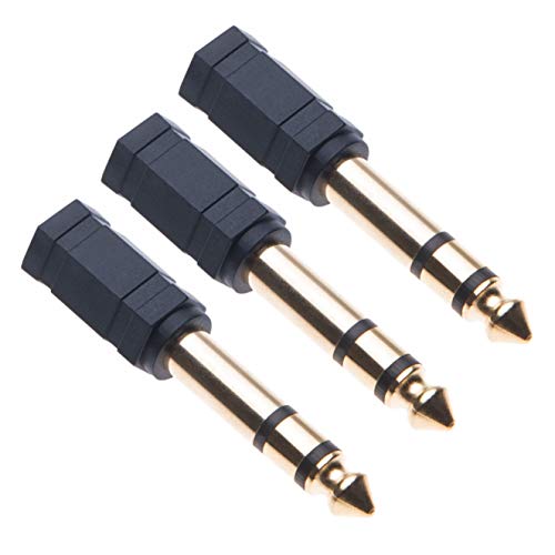 Kopfhörer Klinke Adapter von Keple 6.35mm Klinkenstecker auf 3.5mm klinken Buchse Video Audio AUX Anschluss Stecker Konverter fur Fernseher, Gitarre, Midi-Controller, Verstärker, Mikrofon (3 Stück) von Keple