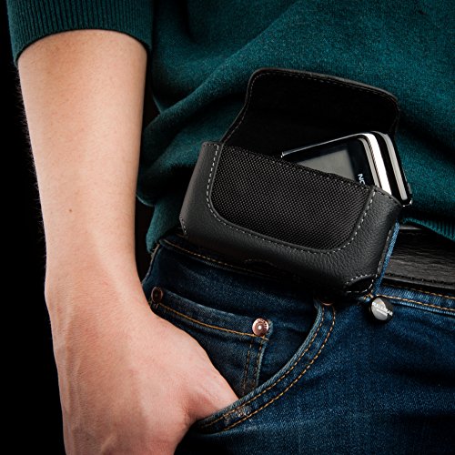 Leder Quertasche Gürtelclip Holster Schwarz Kompatibel mit Nokia 2720 fold 11 100 105 106 107 108 109 112 113 114 130 206 207 208 220 301 515 1202 1208 1209 1280 Phone Case Hülle Haut Tasche Wallet von Keple