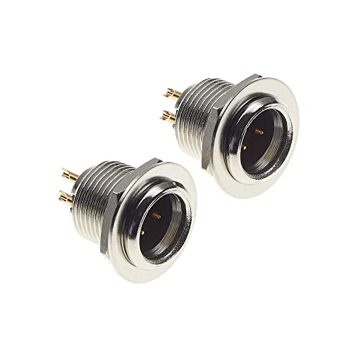 Mini-XLR-Stecker 3-poliges Gehäuse - vergoldete Kontakte, Metallgehäuse - männliche Buchse 3-poliger Lötanschluss für Mikrofon-Lautsprecherbuchse - 2 Stück von Keple