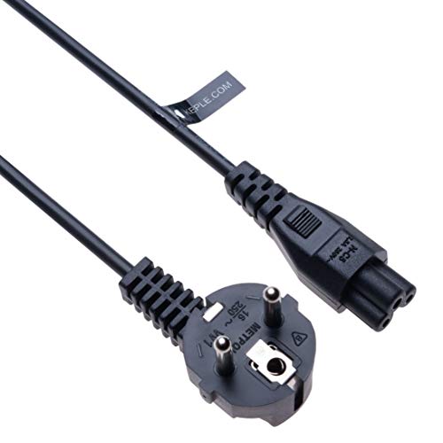 Netzkabel Stromkabel 3 Polig Kleeblatt Micky Maus Komatibel mit LG TV 47LB6300 | EU (Euro) Schuko Stecker CEE 7/7 90° Abgewinkelt zu 3 Pin IEC 320-C5 kleeblattstecker | AC 250V 16A Schwarz 3m von Keple