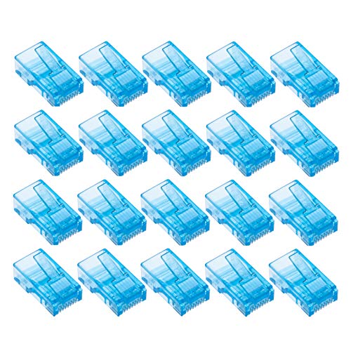 RJ45 Crimpstecker von Keple | Steckverbinder Koppler Modulator Ethernet Buchse Kunststoff Kopfenden LAN netzwerkstecker | Modularstecker für Cat6 Cat6e Cat5 Cat5e Kabel | Blau, 20 Stück von Keple