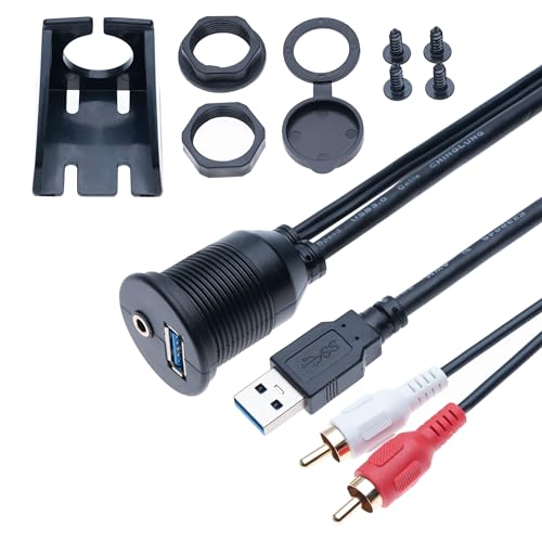 USB 3.0 & 3,5 mm AUX RCA Stecker Kabel zu USB 1M und Audio Stereo Buchse Armaturenbrett Einbau Unterputzmontage Verlängerungskabel für Auto, Fahrrad, Motorrad, Boot, LKW Anhänger 1 Meter USB 3.0 & 3,5 mm AUX RCA Stecker Kabel zu USB 1M und Audio Stereo Buchse Armaturenbrett Einbau Unterputzmontage Verlängerungskabel für Auto, Fahrrad, Motorrad, Boot, LKW Anhänger 1 Meter von Keple