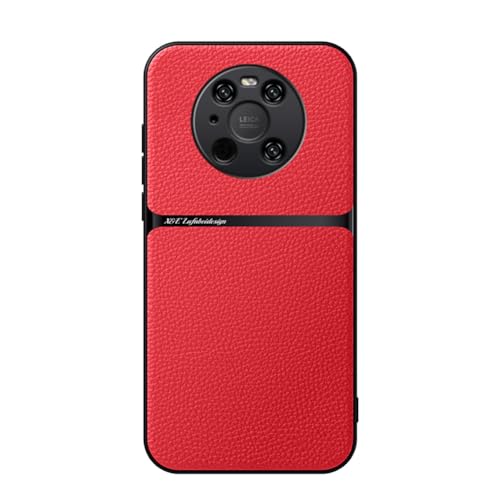 Kepuch Hülle für Huawei Mate 40 Pro - Hüllen Case Eingebaute Metallplatte Litschi Grano - Rot von Kepuch