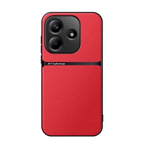 Kepuch Hülle für Redmi Note 14 4G - Hüllen Case Eingebaute Metallplatte Litschi Grano - Rot von Kepuch