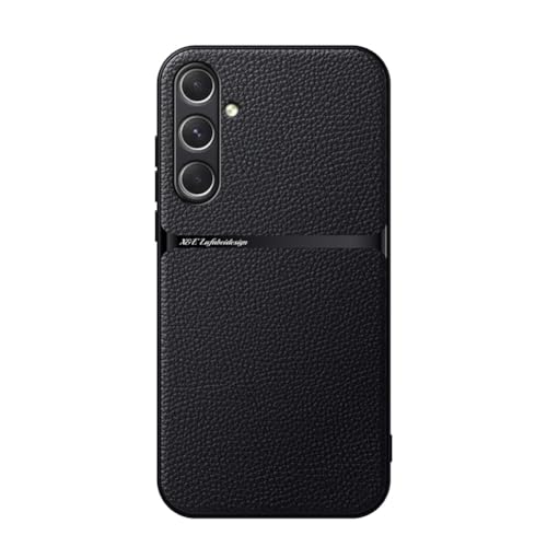 Kepuch Hülle für Samsung Galaxy S24+ - Hüllen Case Eingebaute Metallplatte Litschi Grano - Schwarz von Kepuch