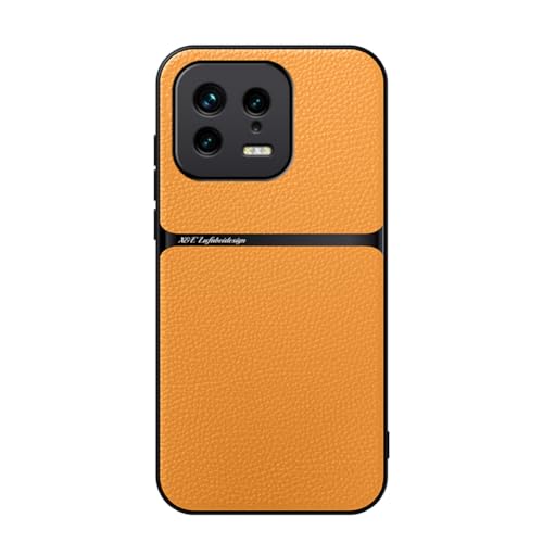 Kepuch Hülle für Xiaomi 13 - Hüllen Case Eingebaute Metallplatte Litschi Grano - Gelb von Kepuch