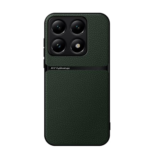 Kepuch Hülle für Xiaomi 14T Pro - Hüllen Case Eingebaute Metallplatte Litschi Grano - Grün von Kepuch