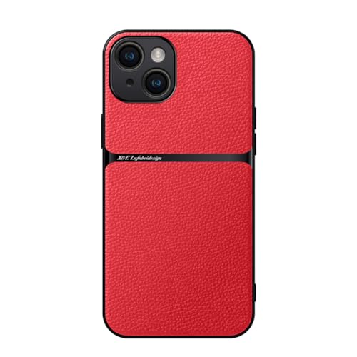 Kepuch Hülle für iPhone 15 - Hüllen Case Eingebaute Metallplatte Litschi Grano - Rot von Kepuch