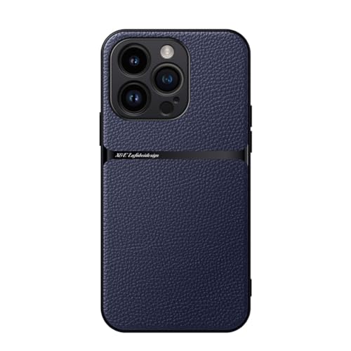 Kepuch Hülle für iPhone 16 Pro - Hüllen Case Eingebaute Metallplatte Litschi Grano - Blau von Kepuch