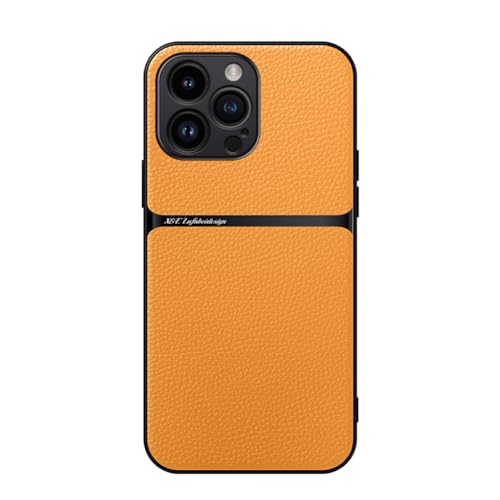 Kepuch Hülle für iPhone 16 Pro Max - Hüllen Case Eingebaute Metallplatte Litschi Grano - Gelb von Kepuch