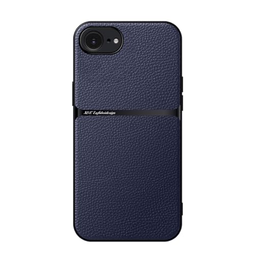 Kepuch Hülle für iPhone 16e - Hüllen Case Eingebaute Metallplatte Litschi Grano - Blau von Kepuch