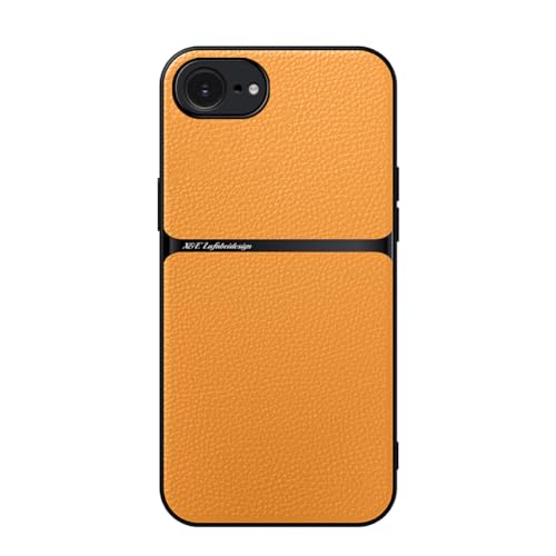 Kepuch Hülle für iPhone 16e - Hüllen Case Eingebaute Metallplatte Litschi Grano - Gelb von Kepuch