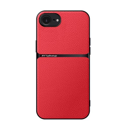 Kepuch Hülle für iPhone 16e - Hüllen Case Eingebaute Metallplatte Litschi Grano - Rot von Kepuch