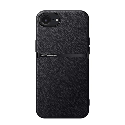 Kepuch Hülle für iPhone 16e - Hüllen Case Eingebaute Metallplatte Litschi Grano - Schwarz von Kepuch