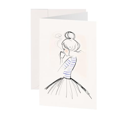 Kera Till Grußkarte Coffee Greeting Card with Illustration, Premium Paper inkl. Umschlag Din A6 MetaPaper Extrasmooth Warmweiß 270g von Kera Till