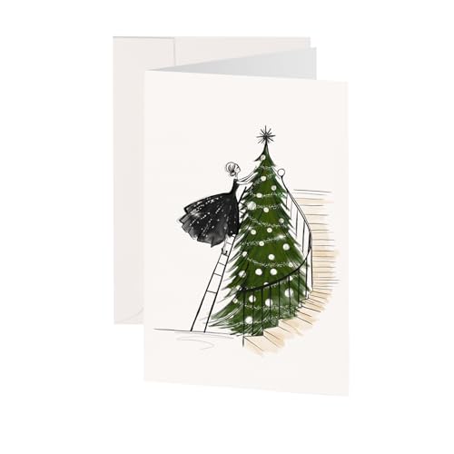 Kera Till Weihnachtskarte Frohe Weihnachten Greeting Card with Illustration by, Premium Paper inkl. Umschlag Din A6 MetaPaper Extrasmooth Warmweiß 270g von Kera Till