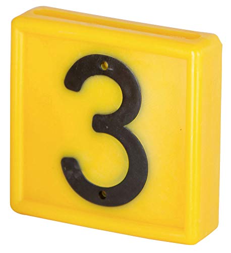 Kerbl 208463 No. 3 Nummernblock Standard zum Einschlaufen, 1-Stellig, 44mm Länge, 46mm Breite, Orange, 10 Stück von Kerbl