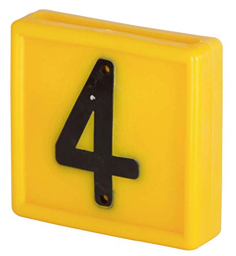 Kerbl 208484 No. 4 Nummernblock Standard zum Einschlaufen, 1-Stellig, 44mm Länge, 46mm Breite, Gelb, 10 Stück von Kerbl