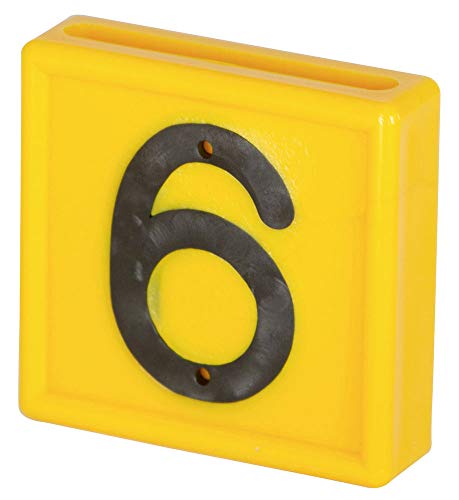 Kerbl 208486 No. 6/9 Nummernblock Standard zum Einschlaufen, 1-Stellig, 44mm Länge, 46mm Breite, Gelb, 10 Stück von Kerbl