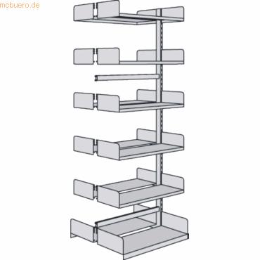 Kerkmann Bibliotheks-Regal Univers doppelt Anbaufeld 75x30x225cm mit 2 von Kerkmann