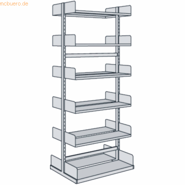 Kerkmann Bibliotheks-Regal Univers doppelt Grundfeld 75x40x225cm mit 2 von Kerkmann