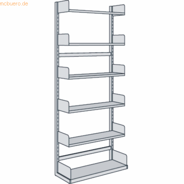 Kerkmann Bibliotheks-Regal Univers einseitig Grundfeld 75x50x225cm mit von Kerkmann