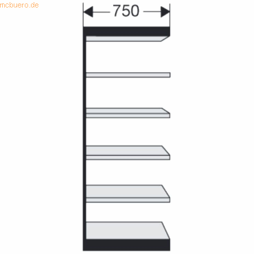 Kerkmann Büroregal Progress 2000 Regalfeld 75x60x225cm 6 Böden o. Rück von Kerkmann